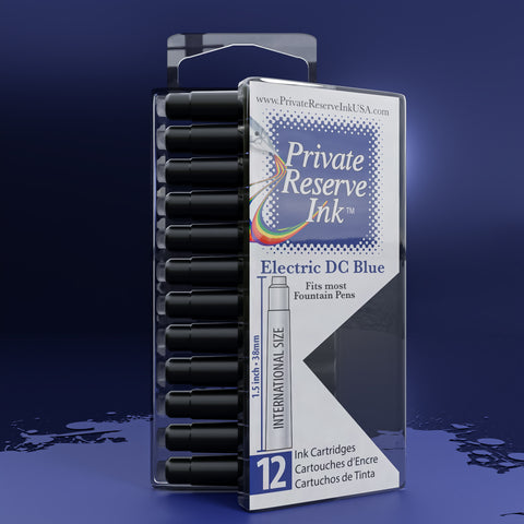 Electric DC Blue Ink Cartridges, 12 pcs clear box