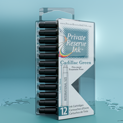 Cadillac Green Ink Cartridges, 12 pcs clear box