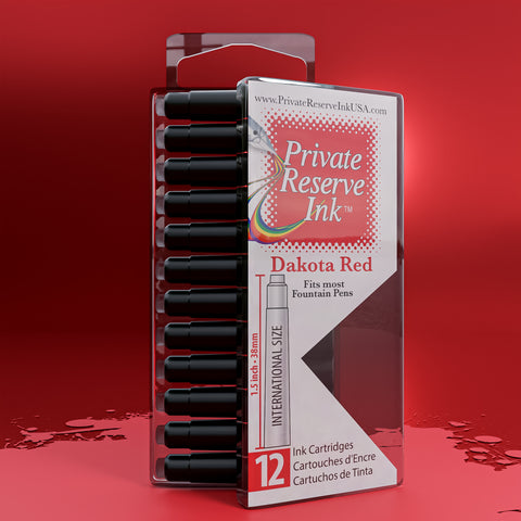 Private Reserve Ink Cartridges, 12 pcs clear box; Dakota Red