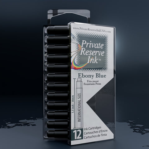 Ebony Blue Ink Cartridges, 12 pcs clear box