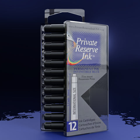 Invincile Blue Ink Cartridges, 12 pcs clear box