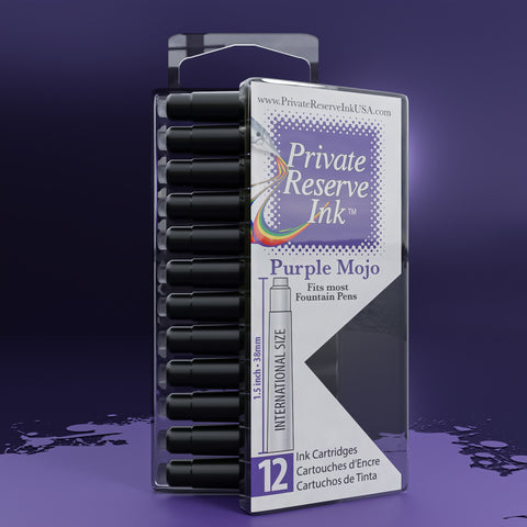 Purple Mojo Ink Cartridges, 12 pcs clear box