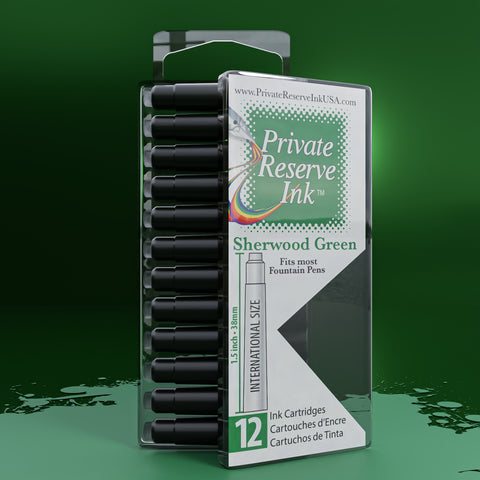 Sherwood Green Ink Cartridges, 12 pcs clear box