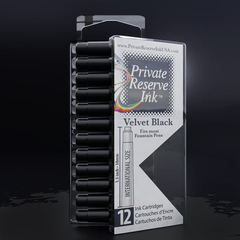 Velvet Black Ink Cartridges, 12 pcs clear box